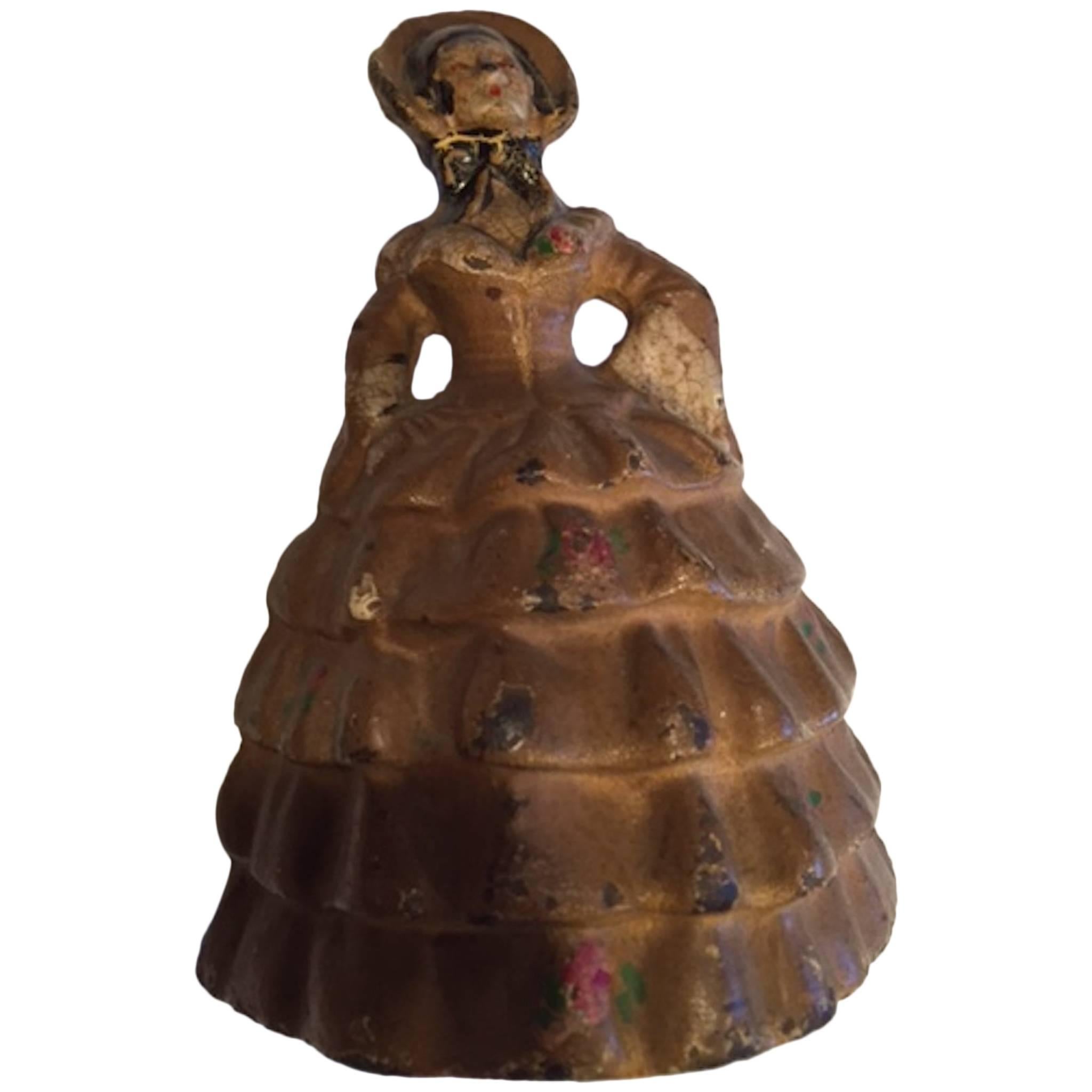 19th Century Antique Cast Iron Doorstop Southern Belle For Sale