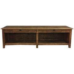 Pine and Beech Wooden Counter, France, 1910s