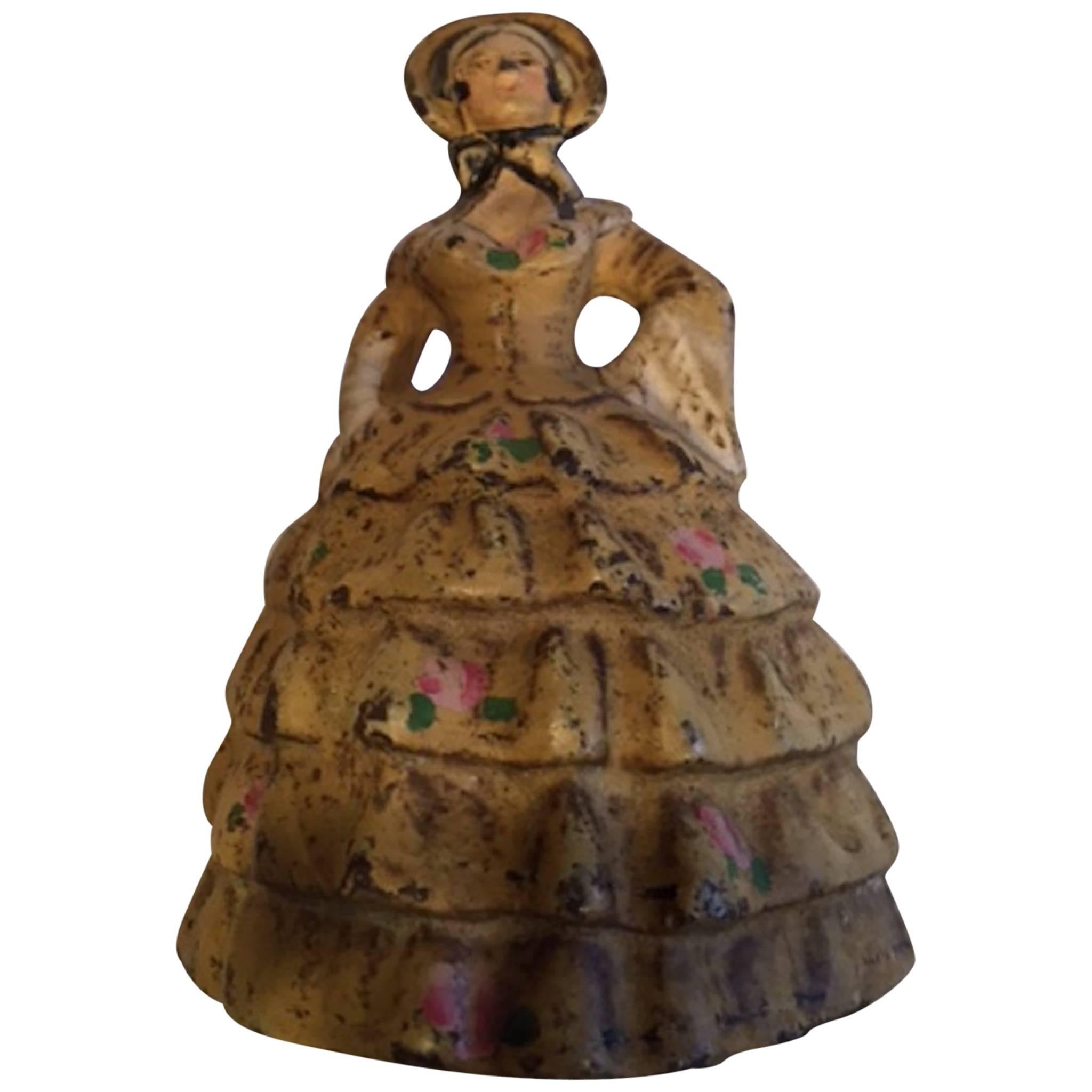 19th Century Antique Cast Iron Doorstop Southern Belle For Sale