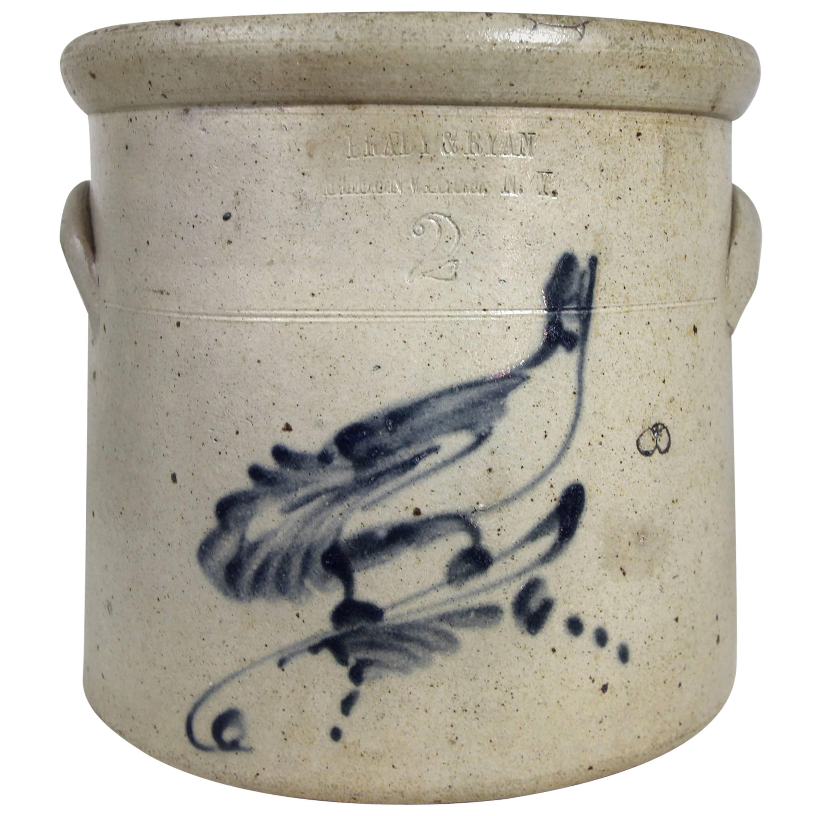Stoneware Crock with Bird Mid-19th Century, Two Gallon