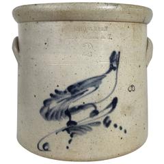 Stoneware Crock with Bird Mid-19th Century, Two Gallon