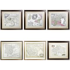 Antique Six Framed Maps of Europe