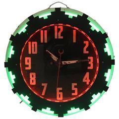 Antique Art Deco American Aztec Neon Clock
