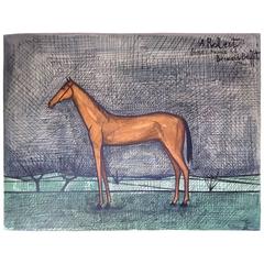 Modernist French Bernard Buffet Horse Lithograph, 1951