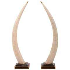 Pair of Maitland Smith Tessellated Faux Elephant Tusks