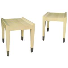 Gianfranco Quilted Sycamore Side Tables with Bronze Sabots, Custom 6