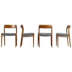 Fantastic Set of Four Niels Moller Teak Dining Chairs Model 75 Danish Modern