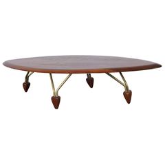 Vintage Walnut "Surfboard" Coffee Table by John Keal 4