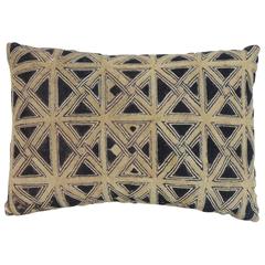 Antique 19th Century Kuba Squares African Artisanal Tribal Textile Decorative Pillow