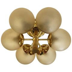 German Space Age 1970s Golden Flush Pendant Chandelier 10
