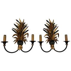 1950-1970 Pair of Sconces to Reeds in Bronze in the Style of Maison Baguès 11