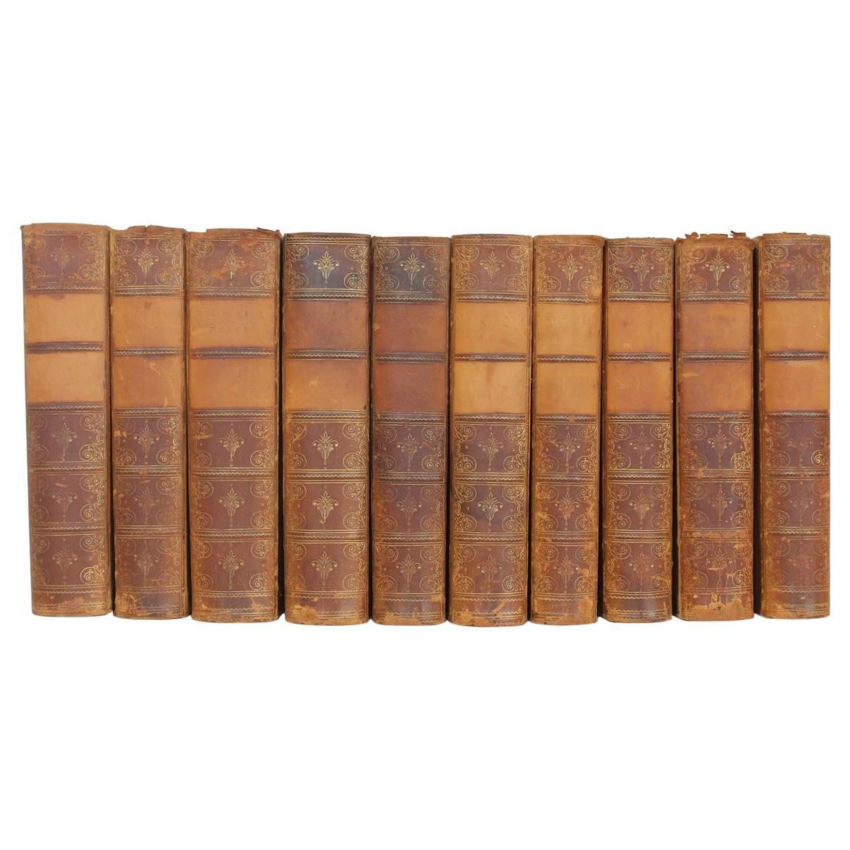 Collection of Ten Leather Volumes of the Works of William Makepeace Thackeray For Sale