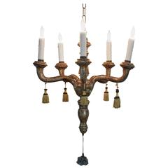 Diminutive Italian Rococo Carved Giltwood Chandelier, Five Lights, 18th Century 7