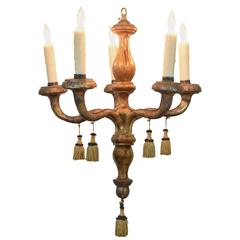 Diminuitive Italian Rococo Carved Giltwood Chandelier, Five Lights, 18th Century 8