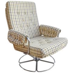 Mid-Century Used Danish Woollen Swivel Easy Lounge Armchair, 1960s-1970s