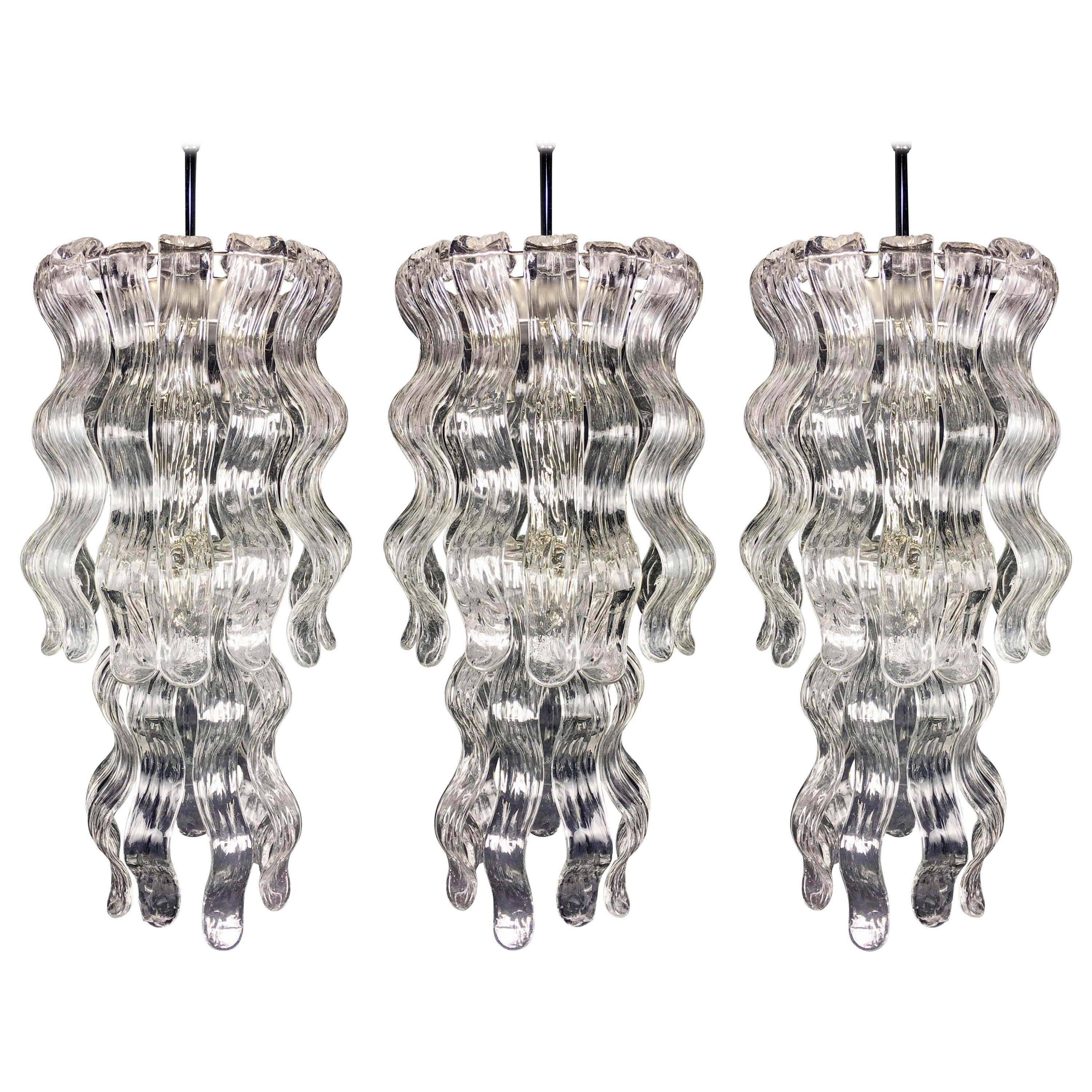 Beautiful Trio of Murano Chandeliers by Barovier & Toso, 1960s