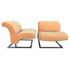 Rare Pair of Slipper Chairs, attributed to Milo Baughman