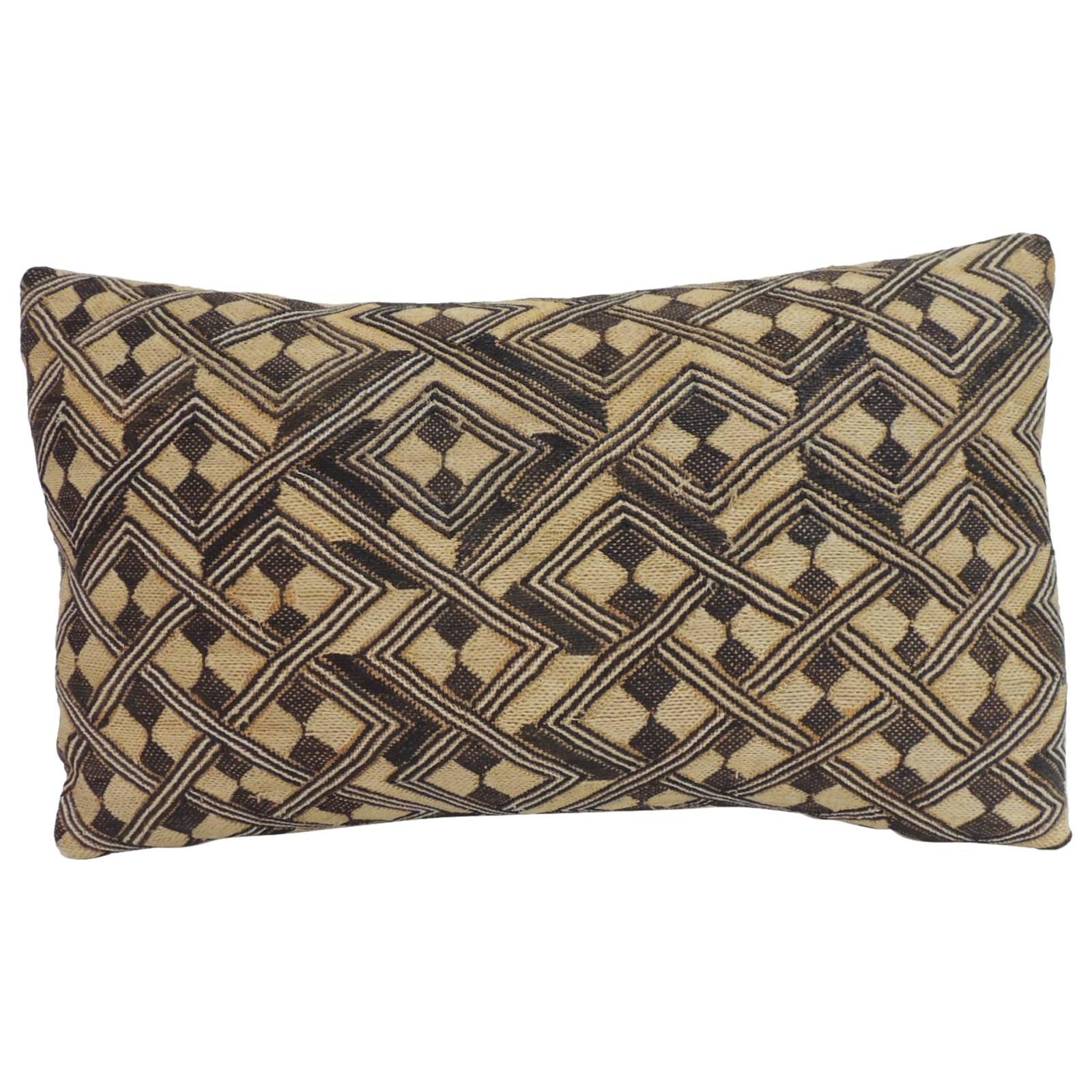 Vintage Handwoven Orange and Brown African Tribal Decorative Lumbar Pillow