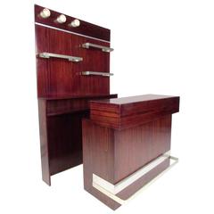 Stylish Modern Two-Piece Italian Rosewood Bar 1