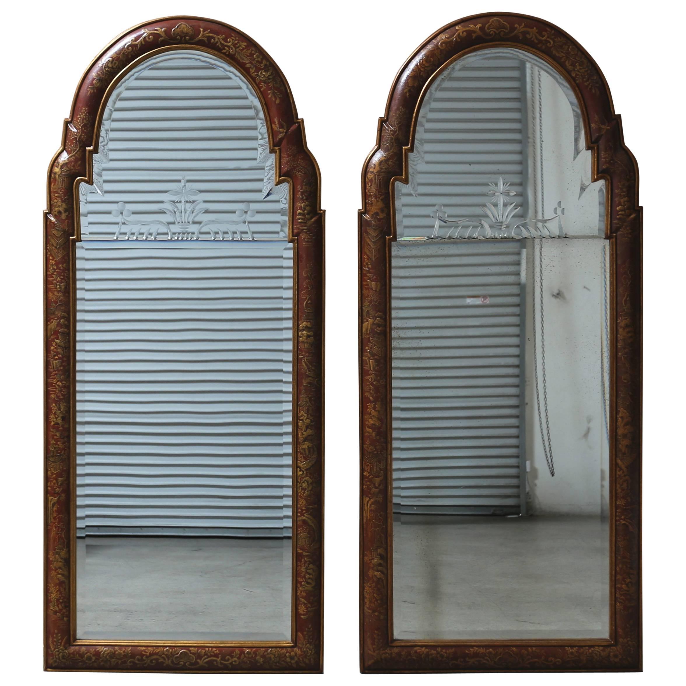 Pair of Large Chinoiserie Style Mirrors