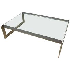 1970s Polished Steel and Glass Coffee Table 5