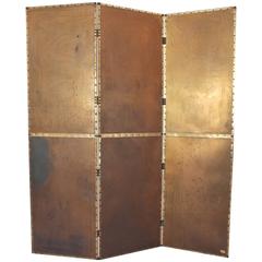 Mid-Century Brass-Plated Steel Screen or Room Divider