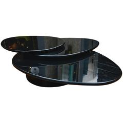 Original Black Lacquered Low Table by Rougier