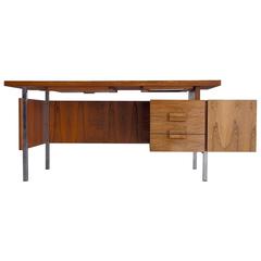 Danish Modern Rosewood Desk with Steel Frame 9