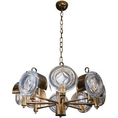 Small Brass and Glass Lenses Sciolari Chandelier 11
