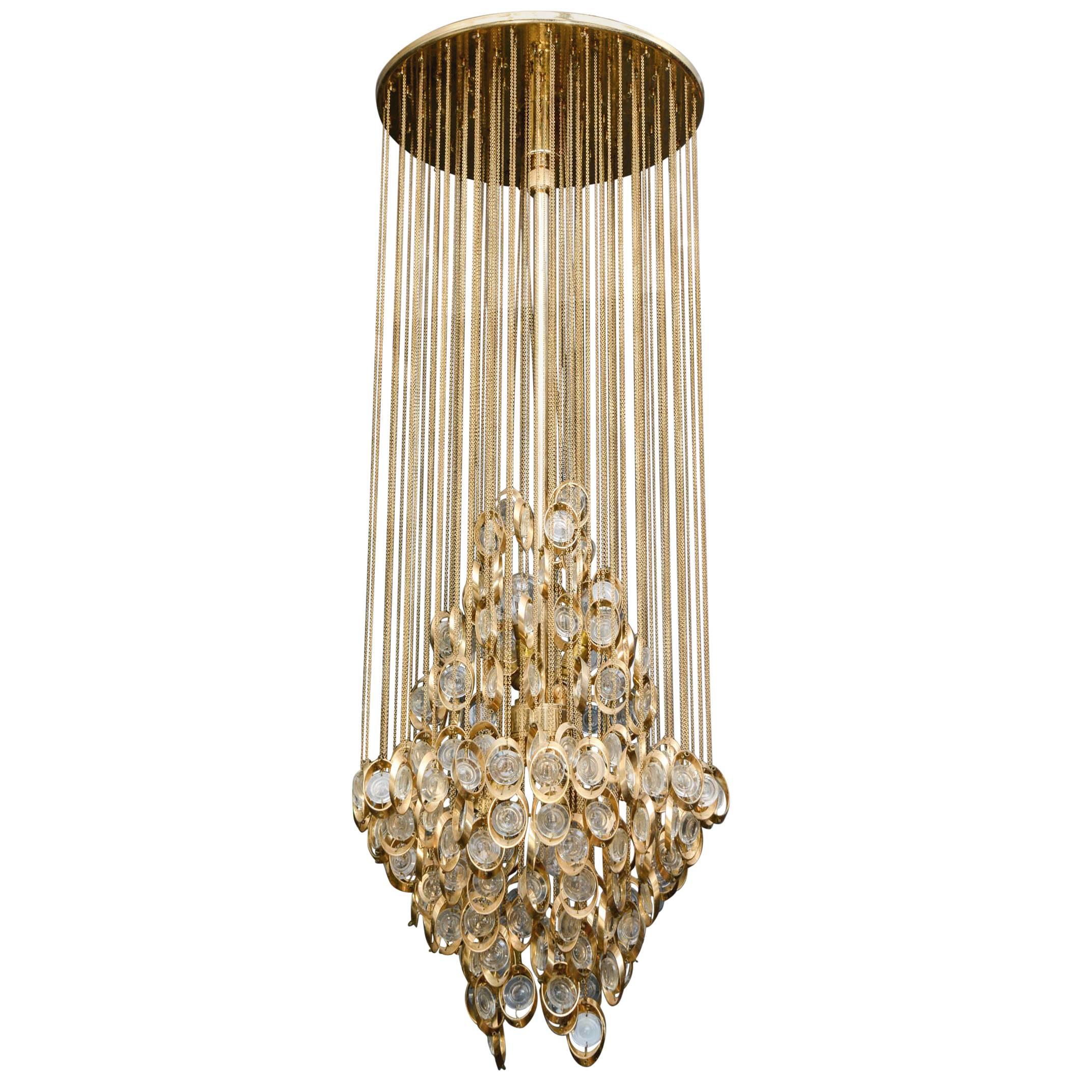 Nice Fall Sciolari Chandelier with Chains and Glass Lenses