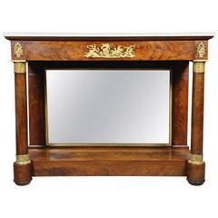 French Empire Mahogany and Ormolu Mounted Console Table