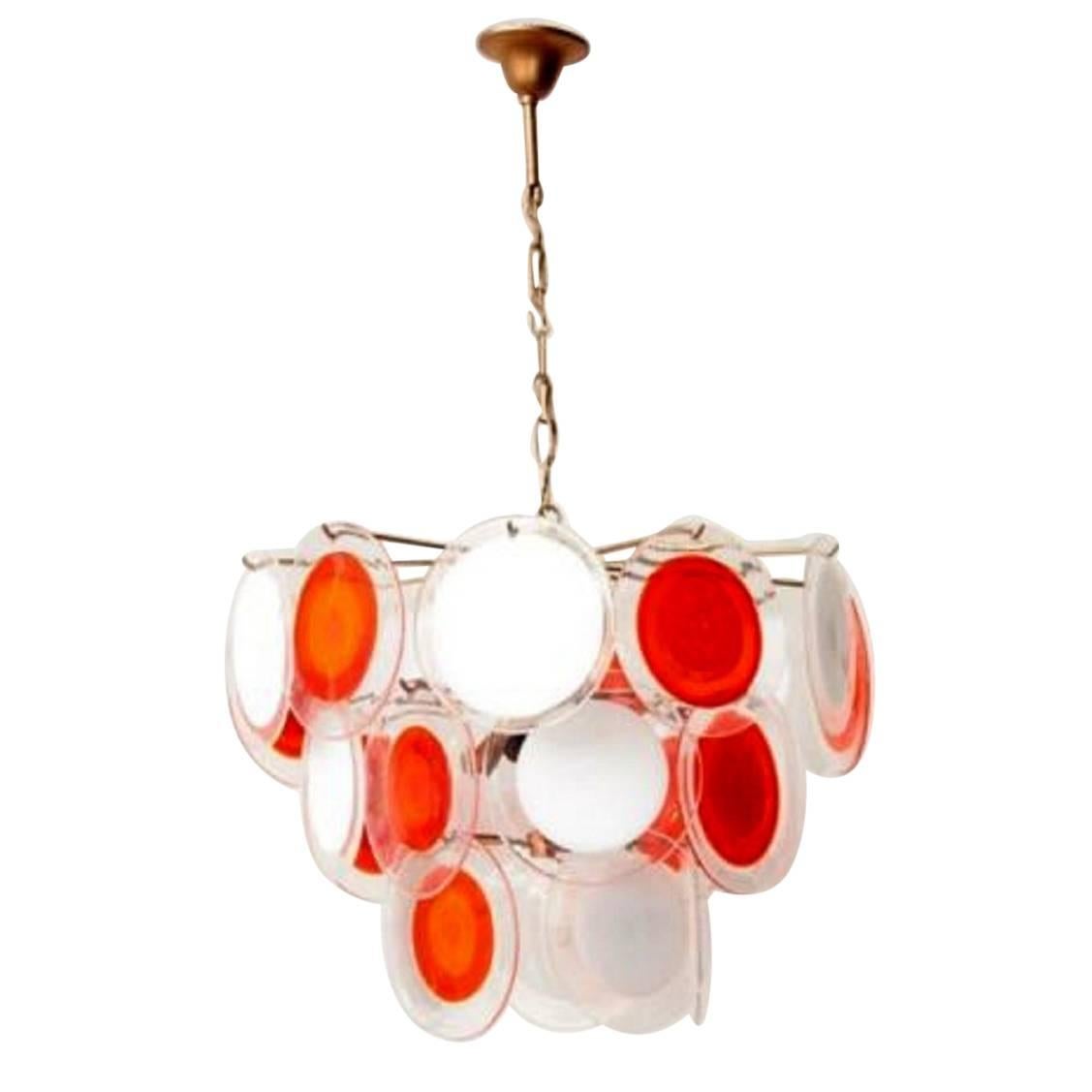 Murano Glass Disc Chandelier by Gino Vistosi For Sale