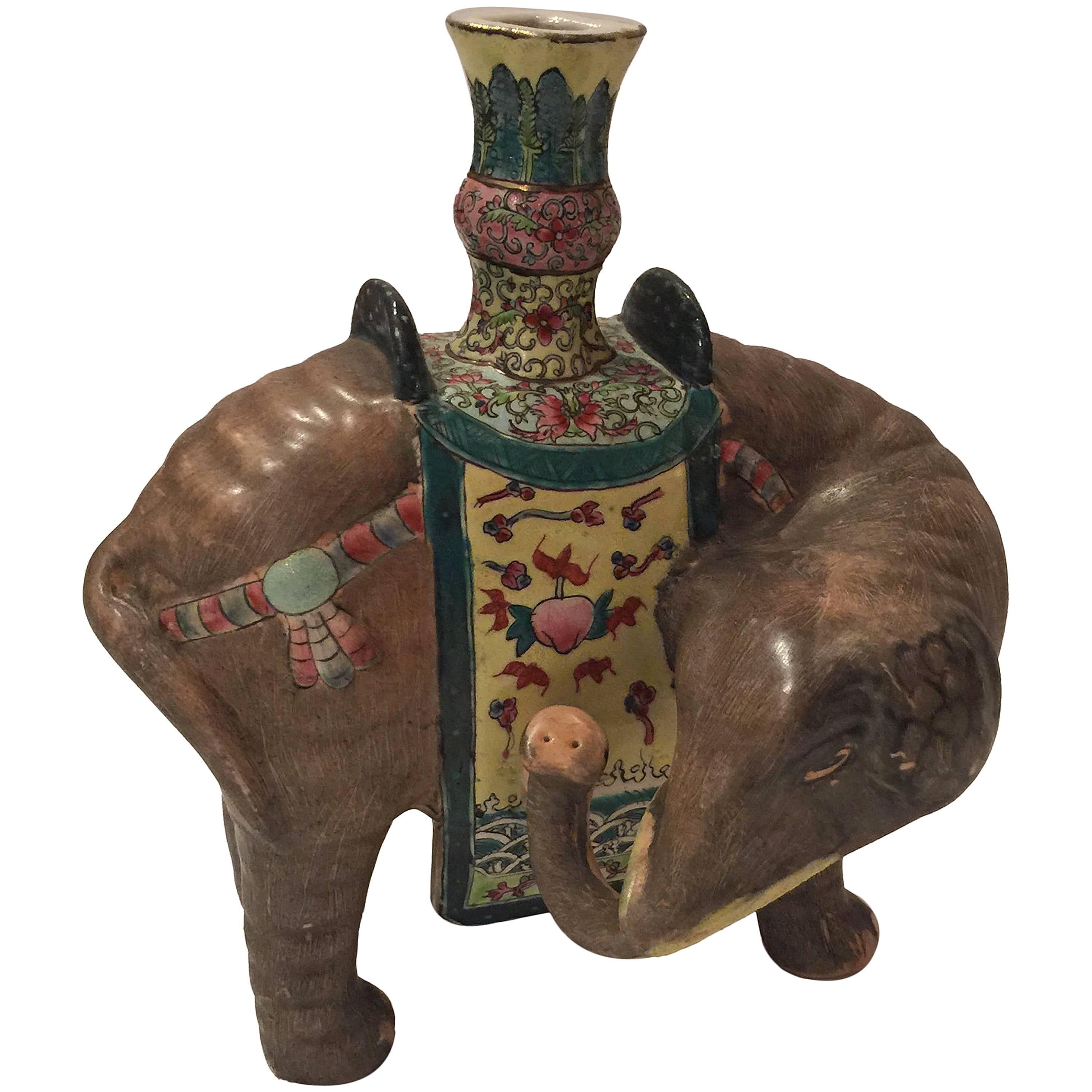 Chinese Elephant Candleholder For Sale