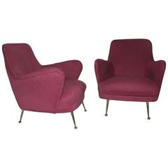 Elegant Pair Armchairs Italian Mid-Century Design 8