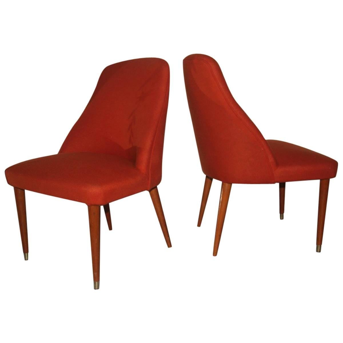 Pair of Very Particular Form Chairs Mid-Century Design Italian