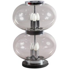 Huge Tablelamp with Smoked Glass Doria, 1970, Germany