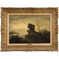 18th Century French Painting Seascape with Figures