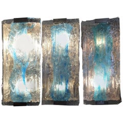 Amazing Trio of Murano Sconces by Mazzega, 1980s