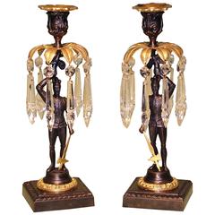 Pair of Bronze and Ormolu Knights Candlesticks 5