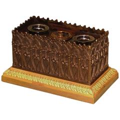 Antique Regency Period Bronze and Ormolu Encrier 2