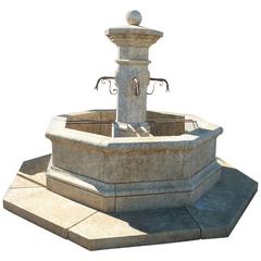 Provence Central Octagonal Fountain Hand Carved in French Natural Limestone
