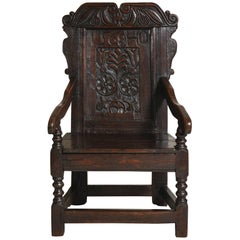 Antique Early English Oak Wainscot Chair