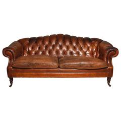 Italian Tufted Black Leather Chester Moon Sofa By Paola Navone For Tufted Leather Sofa