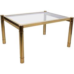 Milo Baughman Gold-Lacquered and Glass Extending Dining Table