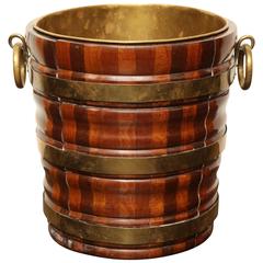 19th Century Dutch Wooden Bucket with Three Brass Bands
