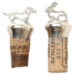 Martin Mayer Pair of German Art Deco Dog & Rabbit Bottle Stoppers