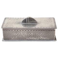 Antique Rene Delavan French Art Deco Pewter Dinanderie Box