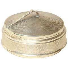 Beddoes & Company English Art Deco Round Silver Covered Box
