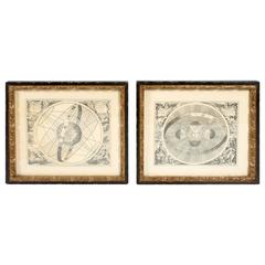 Pair of 1950s Framed Celestial Charts by Andreas Cellarius