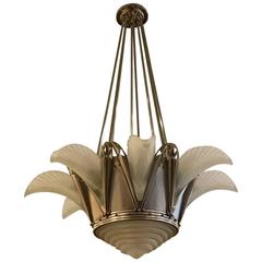 Antique Stunning French Art Deco Chandelier Signed by G Leleu